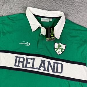 Vintage Lansdowne Ireland Rugby Polo Shirt Mens 3XL Green White Soccer 90s NEW